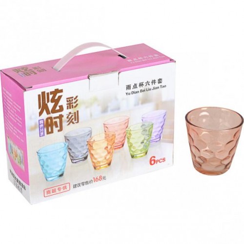 Набор стеклянных стаканов 6шт 200мл "Цветной"