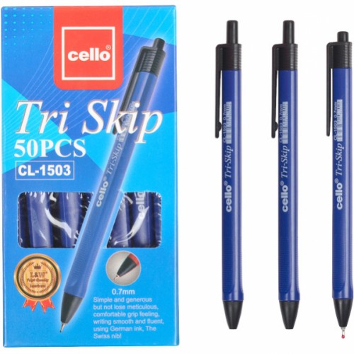 Ручка шариковая на масляной основе автомат "Tri Skip" 0,7мм, синий "Cello"