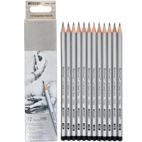 Набір простих олівців HВ (12шт), ⌀3,7мм без гумки "Raffine" MARCO