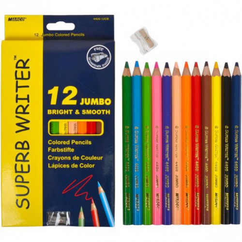 Набір кольорових олівців 12кол з точилкою JAMBO серія Superb Writer MARCO