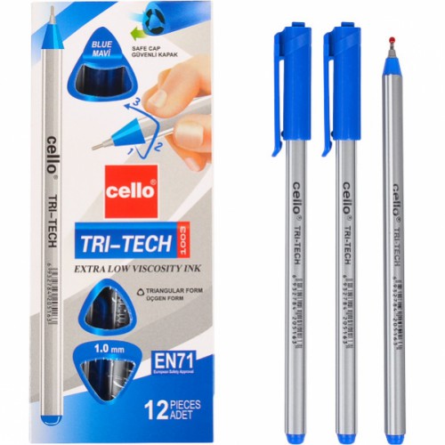 Ручка шариковая на масляной основе «TRI-TECH» EN71, синяя Cello