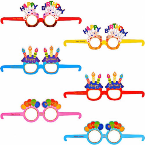 Набор картонных разноцветных очков "Happy birthday" 6шт
