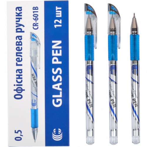 Ручка гелева "CR601" 0,5 мм, синя "С"