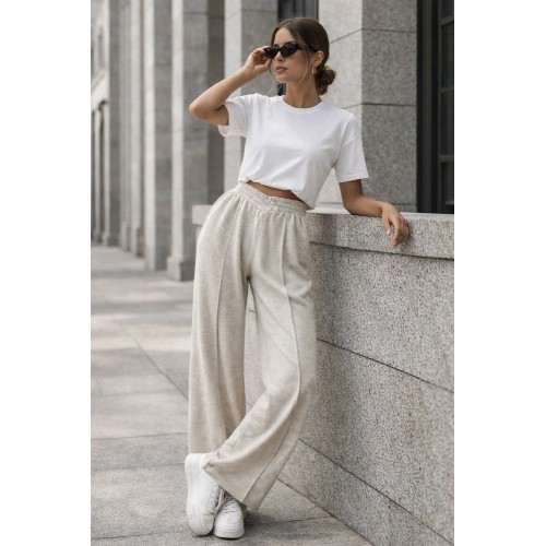 Штани палаццо з оригінальним дизайном пояса, двонитка люкс