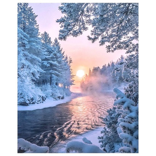 Алмазна живопис "Зимовий пейзаж" 30*40см у картонній коробці - купити ...