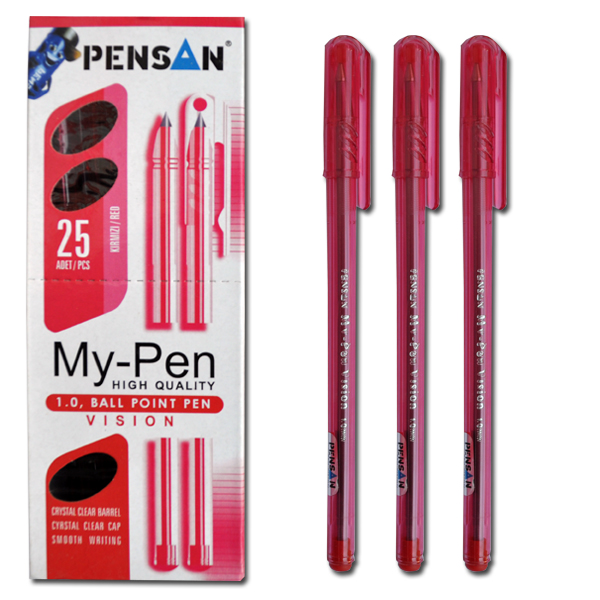 Ручка масляная 1мм, КРАСНАЯ "My-Pen" 