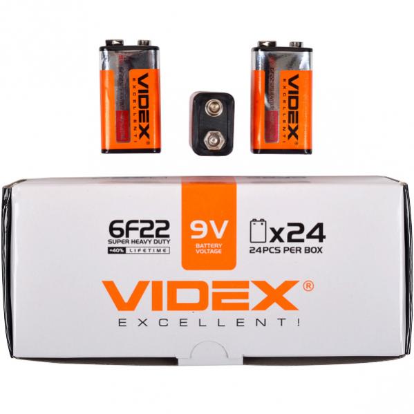 Батарейка Videx солевая 6F22 (крона) 9V -  оптом в 