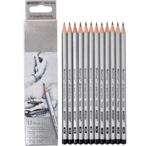 Набор чернографитных карандашей 12шт (Н-4В) серия Raffine MARCO