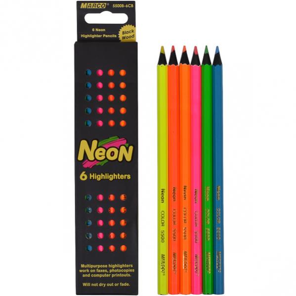 Набор цветных карандашей 6шт НЕОН MARCO